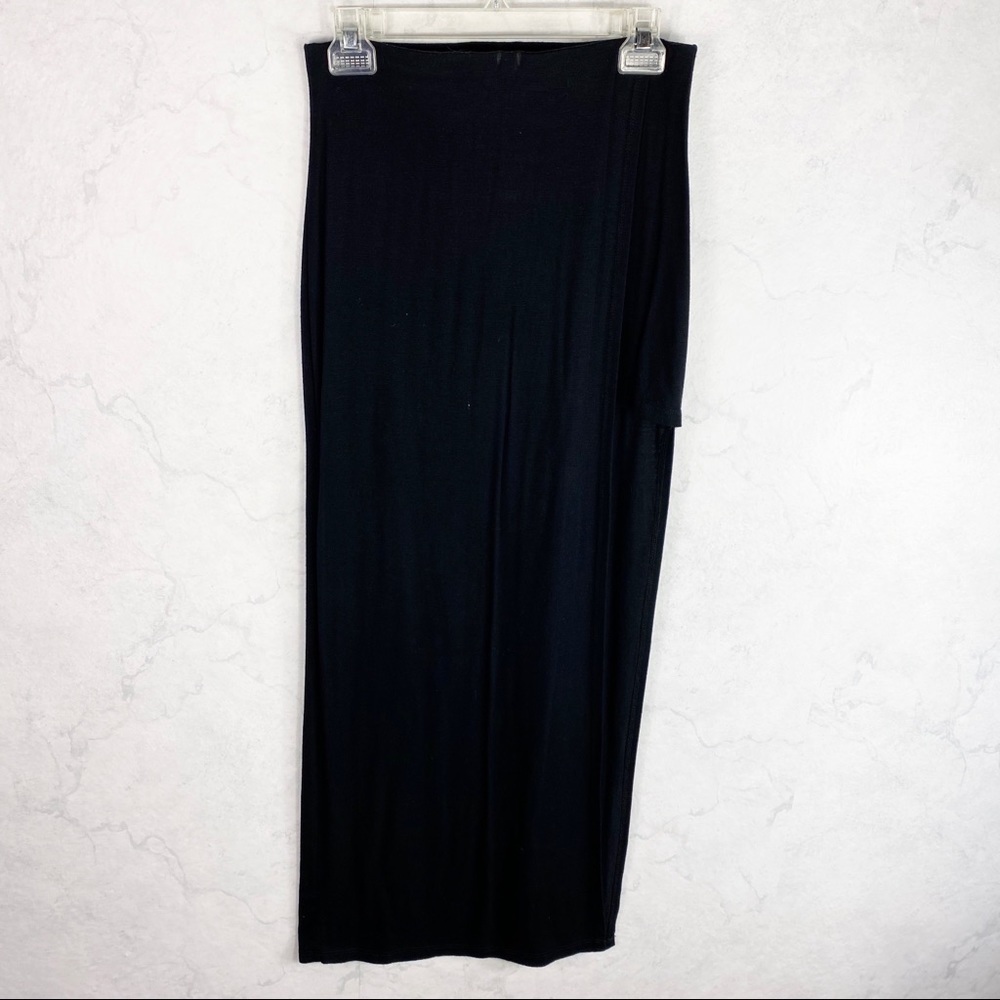 [F21] Classic Black Slit Long Skirt